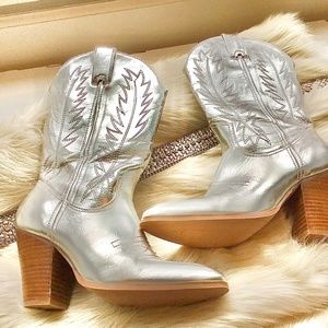 Miranda Lambert Authentic Silver Metallic Boots